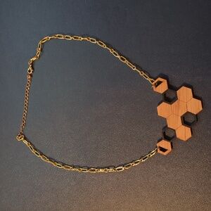 Wood honeycomb necklace